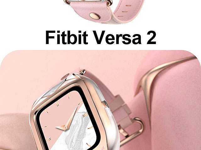 i-Blason Cosmo Sporty Case with Leather Wristband (Marble) for Fitbit Versa 2