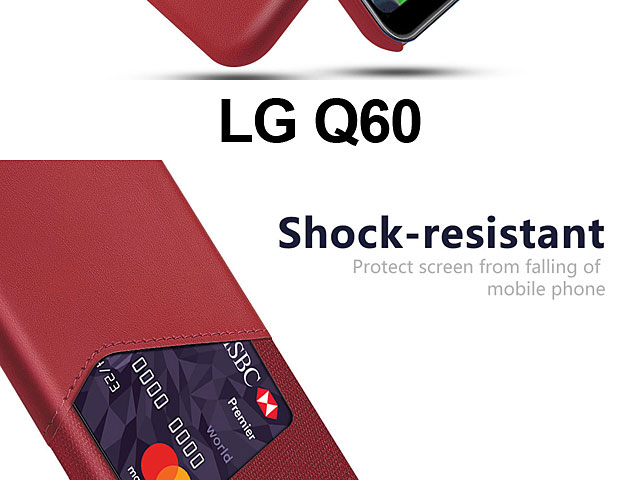 LG Q60 Two-Tone Leather Case with Card Holder