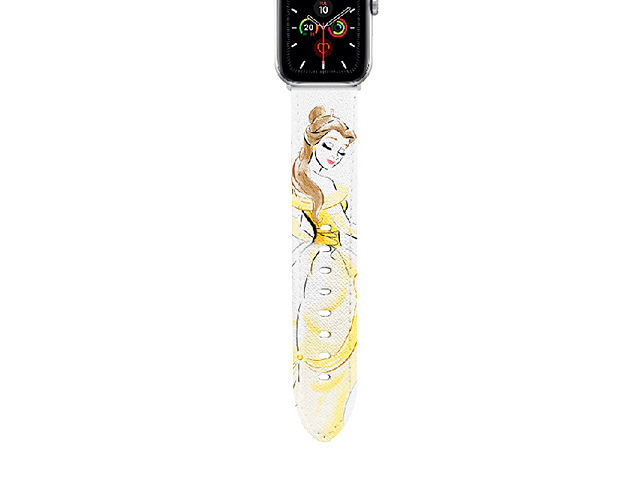 Disney Hand-painted Belle Leather Watch Band for Apple Watch