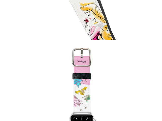 Disney Hand-painted Sleeping Beauty Leather Watch Band for Apple Watch