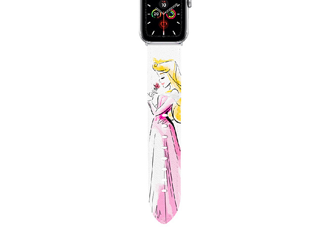 Disney Hand-painted Sleeping Beauty Leather Watch Band for Apple Watch