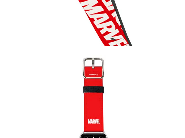 Red Marvel Logo Leather Watch Band for Apple Watch