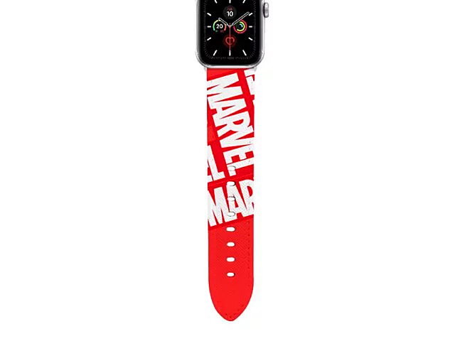 Red Marvel Logo Leather Watch Band for Apple Watch