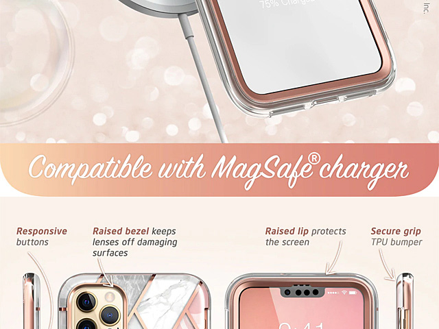 i-Blason Cosmo Slim Designer Case (Pink Marble) for iPhone 13 Pro (6.1)