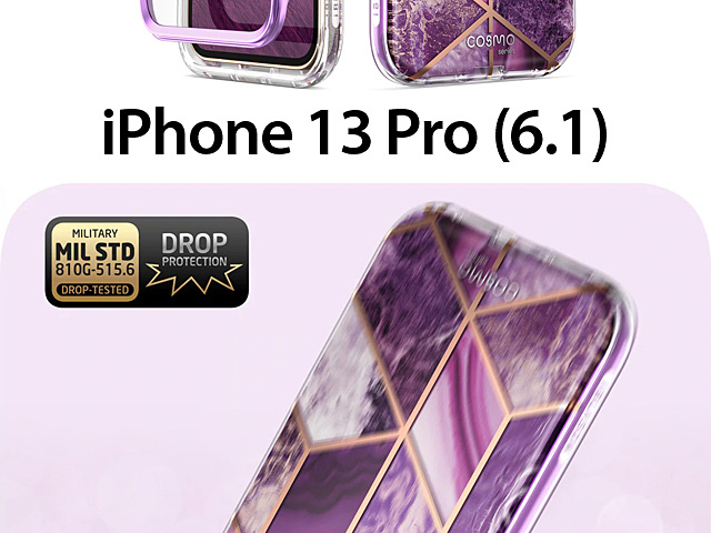 i-Blason Cosmo Slim Designer Case (Purple Marble) for iPhone 13 Pro (6.1)