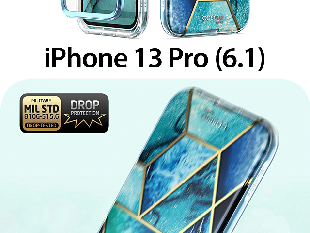 i-Blason Cosmo Slim Designer Case (Ocean Blue Marble) for iPhone 13 Pro (6.1)