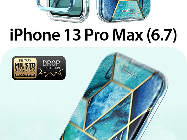 i-Blason Cosmo Slim Designer Case (Ocean Blue Marble) for iPhone 13 Pro Max (6.7)