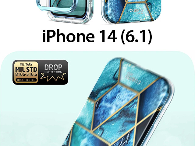 i-Blason Cosmo Slim Designer Case (Ocean Blue Marble) for iPhone 14 (6.1)