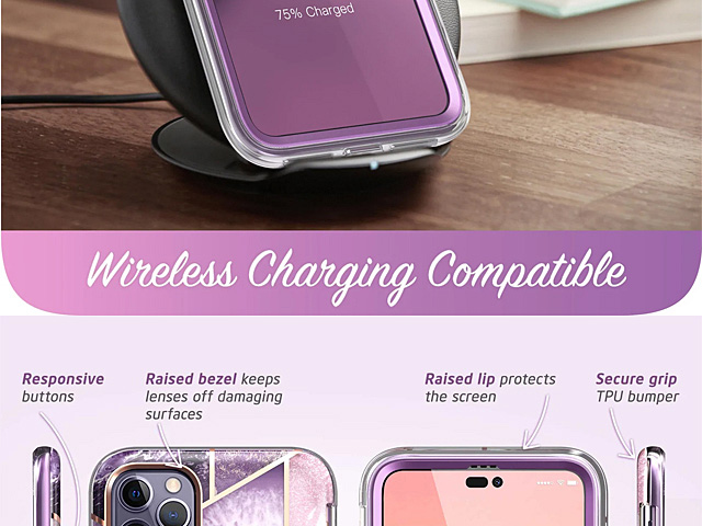 i-Blason Cosmo Slim Designer Case (Purple Marble) for iPhone 14 Pro (6.1)