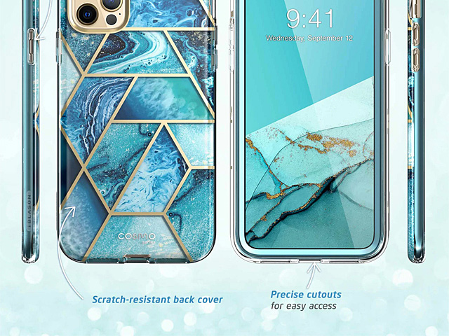 i-Blason Cosmo Slim Designer Case (Ocean Blue Marble) for iPhone 14 Pro (6.1)