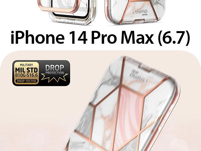 i-Blason Cosmo Slim Designer Case (Pink Marble) for iPhone 14 Pro Max (6.7)