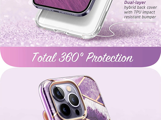 i-Blason Cosmo Slim Designer Case (Purple Marble) for iPhone 14 Pro Max (6.7)