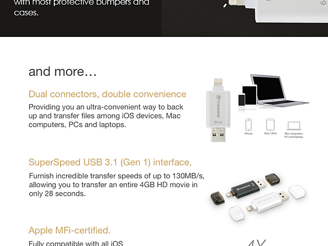 Transcend JetDrive Go 300 USB 3.1 Lightning Flash Drive