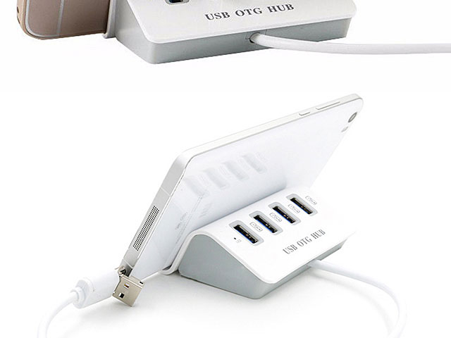 4-Port Hub microUSB OTG Dock with Smartphone Stand