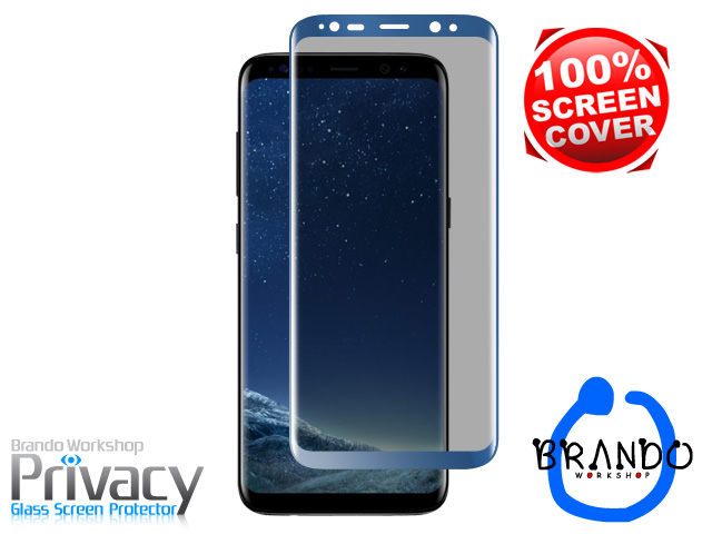 Brando Workshop Full Screen Coverage Curved Privacy Glass Screen Protector (Samsung Galaxy S8) - Blue