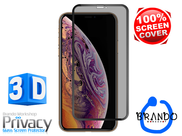 Brando Workshop Full Screen Coverage Curved Privacy Glass Screen Protector (iPhone XS Max (6.5)) - Black