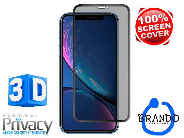 Brando Workshop Full Screen Coverage Curved Privacy Glass Screen Protector (iPhone XR (6.1)) - Black