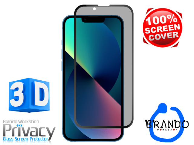 Brando Workshop Full Screen Coverage Curved Privacy Glass Screen Protector (iPhone 13 (6.1)) - Black