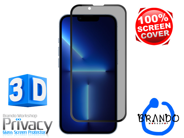 Brando Workshop Full Screen Coverage Curved Privacy Glass Screen Protector (iPhone 13 Pro Max (6.7)) - Black