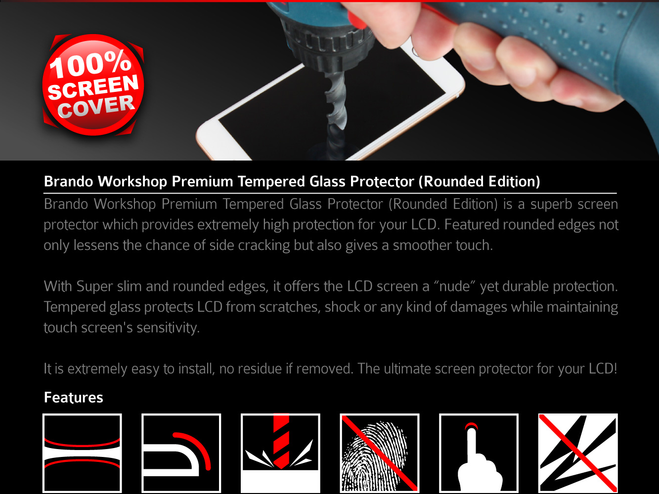 Brando Workshop Full Screen Coverage Glass Protector (Samsung Galaxy S6) - White
