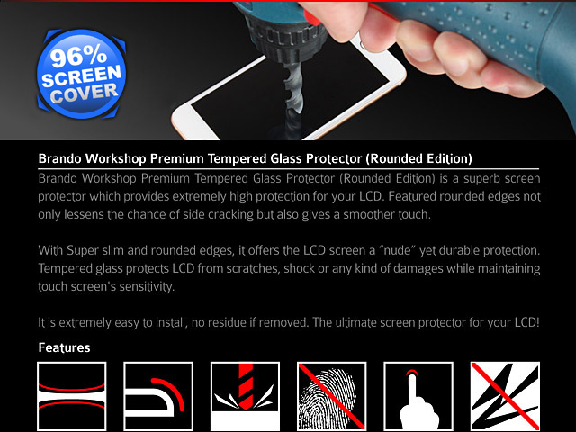 Brando Workshop 96% Half Coverage Curved Glass Protector (Samsung Galaxy S7 edge) - White