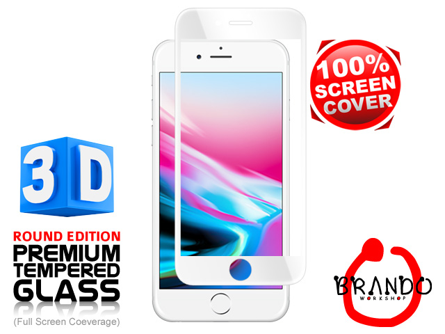 Brando Workshop Full Screen Coverage Curved 3D Glass Protector (iPhone 8) - White