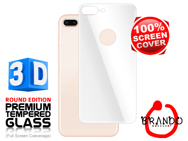 Brando Workshop Full Screen Coverage Curved 3D Glass Protector (iPhone 8 Plus Back Cover) - White