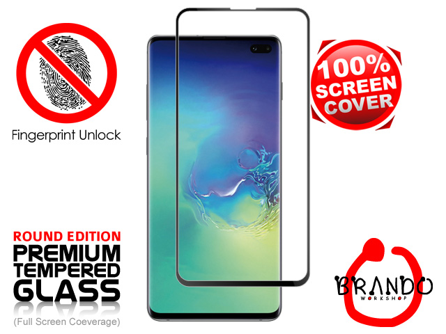 Brando Workshop Full Screen Coverage Curved Glass Protector (Samsung Galaxy S10+) - Black