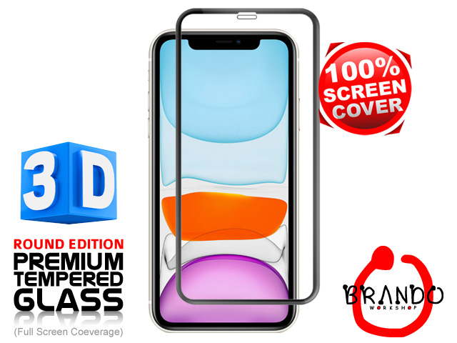 Brando Workshop Full Screen Coverage Curved 3D Glass Protector (iPhone 11 (6.1)) - Black