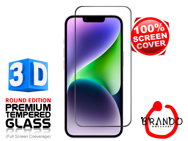 Brando Workshop Full Screen Coverage Curved 3D Glass Protector (iPhone 14 Plus (6.7)) - Black