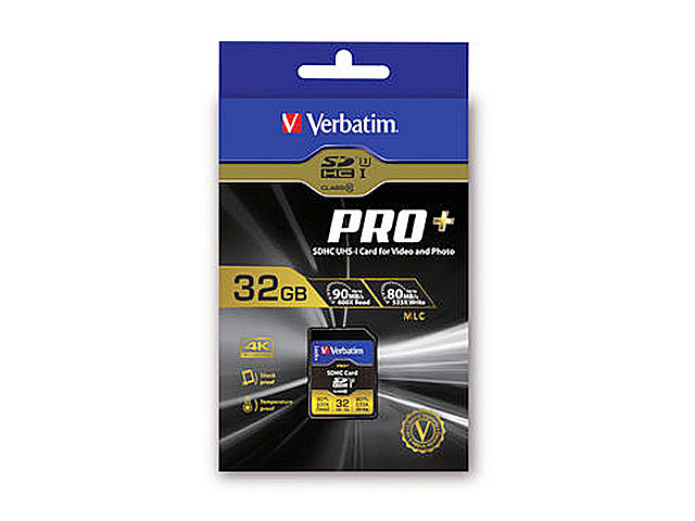 Verbatim Pro+ SD UHS-I Card (Class 10 U3 - 90MBs Read, 80MBs Write)