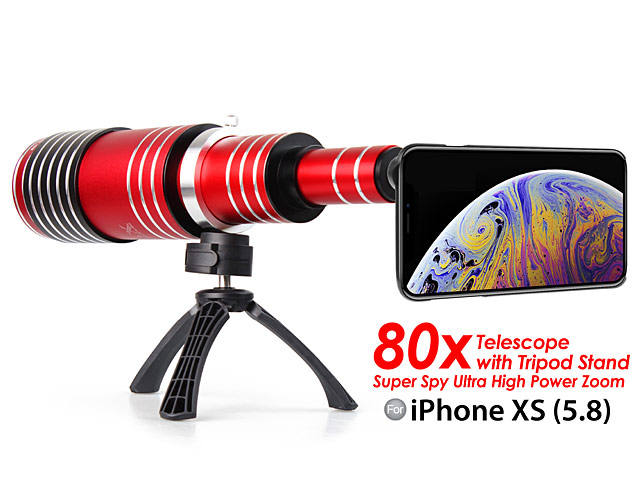 iPhone XS (5.8) Super Spy Ultra High Power Zoom 80X Telescope with Tripod Stand