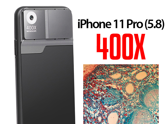 iPhone 11 Pro (5.8) 400X UltraClear Magnifying Microscope with Back Cover and Brightness LED