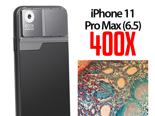 iPhone 11 Pro Max (6.5) 400X UltraClear Magnifying Microscope with Back Cover and Brightness LED