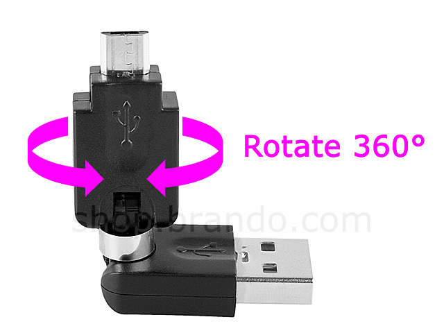 360° x 360° USB A Male to Micro-B Male Adapter