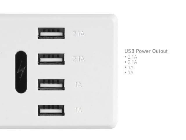 4-Port USB Power Adapter with 2 Power Socket