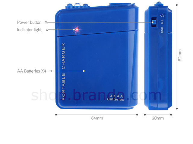 AA Battery Portable Charger with 3 LED Light