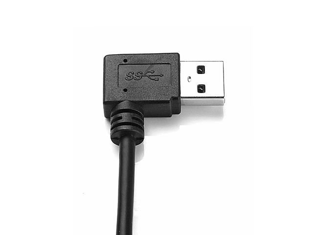 USB 3.1 Type-C Male (Vertical 90°) to USB 3.0 A Male Cable (Right Horizontal 90°)
