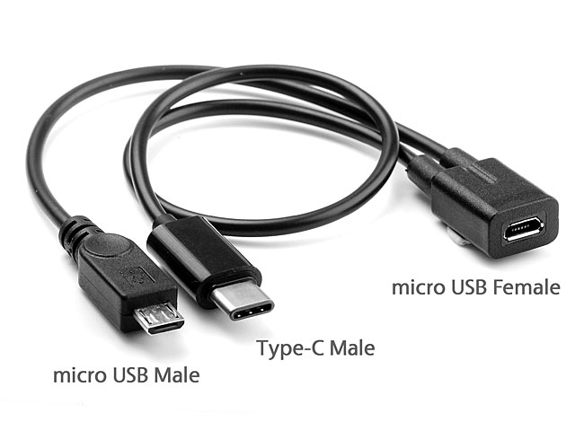 Micro USB Female to USB 3.1 & Micro USB Male Splitter Extension Charge Cable