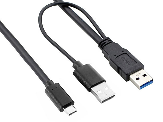 Dual Power USB 3.0 A Male to Type-C Male Cable