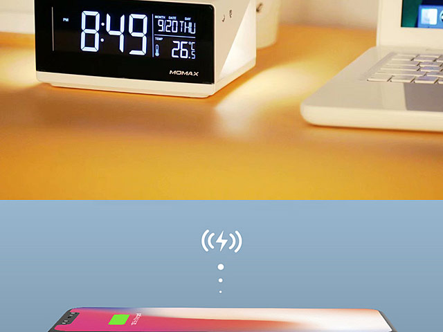 Momax Q.Clock Digital Clock with Wireless Charger